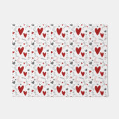 Rote und schwarze Doodle-Herzen Liebe  Fußmatte (Vorderseite)