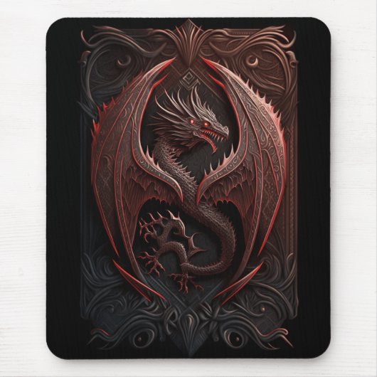 Rote und schwarze Drachenmousepads Mousepad (Vorne)