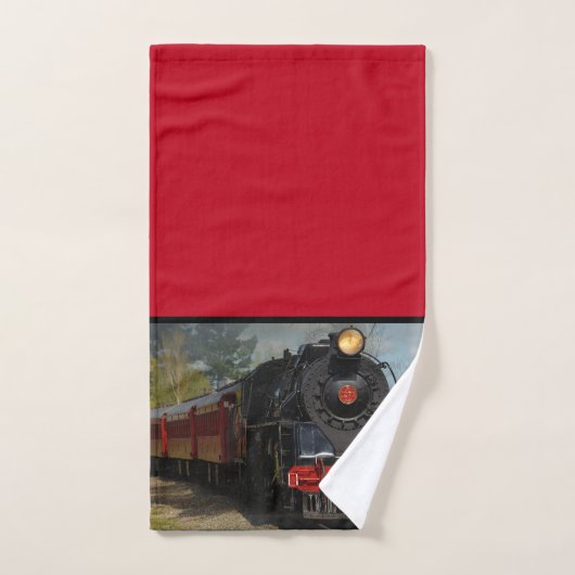 Rote und schwarze Eisenbahn Set Badehandtuch (Handtuch)