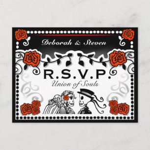 Rote und schwarze Gewerkschaft von Soulen mit RSVP Einladungspostkarte