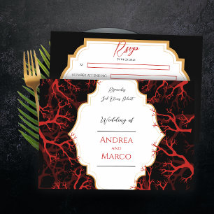 Rote und schwarze gothische dunkle Hochzeits-RSVP- RSVP Karte