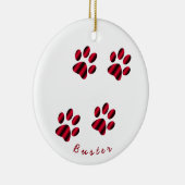 Rote und schwarze Gradient Paw Prints Keramikornament (Rechts)