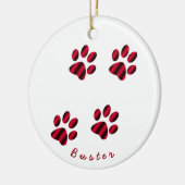Rote und schwarze Gradient Paw Prints Keramikornament (Links)