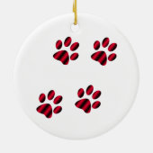 Rote und schwarze Gradient Paw Prints Keramikornament (Hinten)