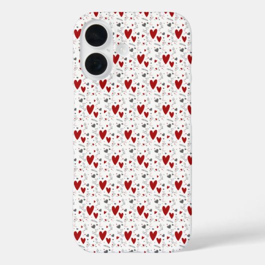 Rote und schwarze handgezeichnete Doodle-Herzen Case-Mate iPhone Hülle (Rückseite)
