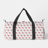Rote und schwarze handgezeichnete Doodle-Herzen Duffle Bag (Vorderseite)