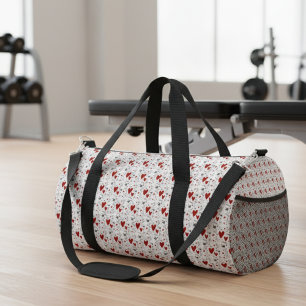 Rote und schwarze handgezeichnete Doodle-Herzen Duffle Bag