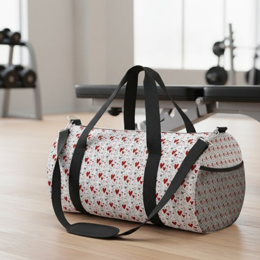 Rote und schwarze handgezeichnete Doodle-Herzen Duffle Bag