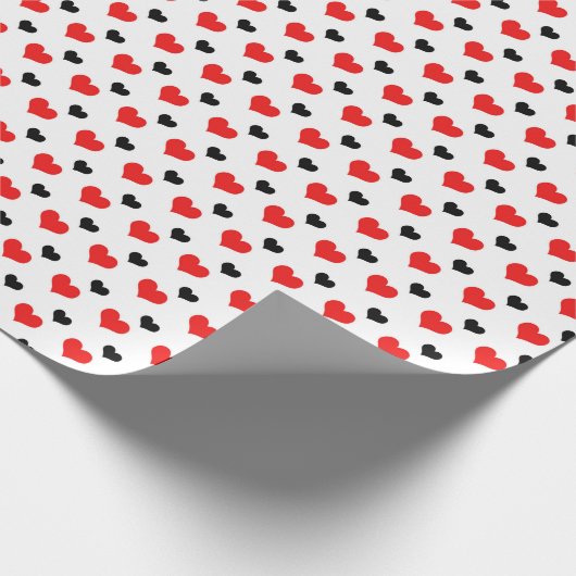 Rote und schwarze Herzen Geschenkpapier (Ecke)