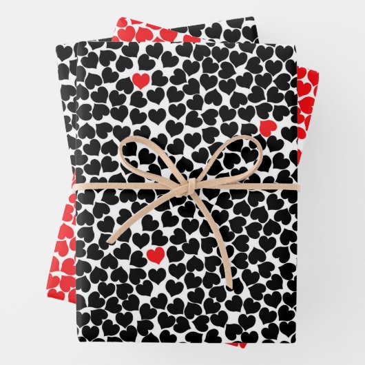 Rote und schwarze Herzen Geschenkpapier Set (Beispiel)