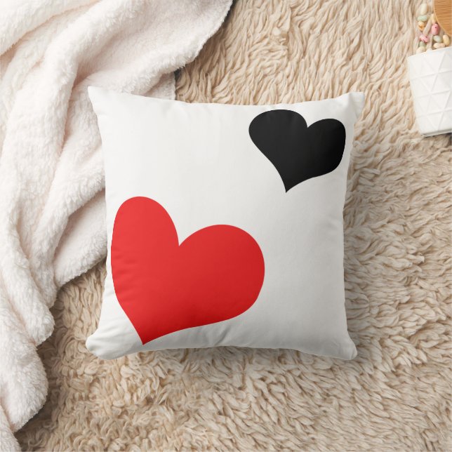 Rote und schwarze Herzen Kissen (Decke)