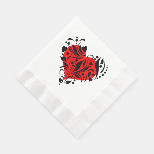 Rote und schwarze Herzen Papier Abendessen Napkins Serviette (Ecke)