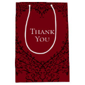 Rote und Schwarze Herzenshochzeit Mittlere Geschenktüte (Vorderseite)