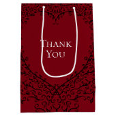 Rote und Schwarze Herzenshochzeit Mittlere Geschenktüte (Rückseite)