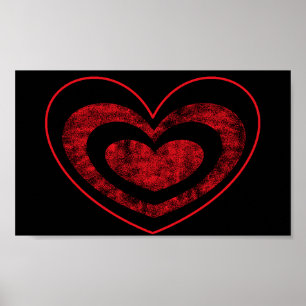 Rote und Schwarze Herzklopfen Wand hängen Poster
