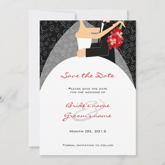 Rote und schwarze Hochzeit Speichern Sie die Datum Save The Date (Vorderseite)