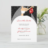 Rote und schwarze Hochzeit Speichern Sie die Datum Save The Date (Stehend Vorderseite)