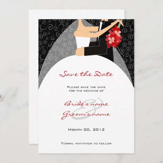 Rote und schwarze Hochzeit Speichern Sie die Datum Save The Date (Vorne/Hinten)