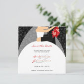 Rote und schwarze Hochzeit Speichern Sie die Datum Save The Date (Stehend Vorderseite)