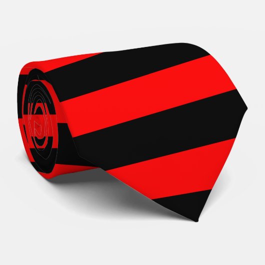 Rote und schwarze horizontale Streifen Krawatte (Gerollt)