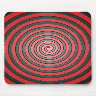 Rote und schwarze Hypnotik-Spiralen-Mausunterlage Mousepad