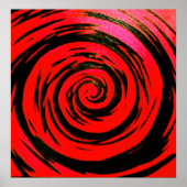 Rote und schwarze Hypnotik Swirl Kunst Poster (Vorne)