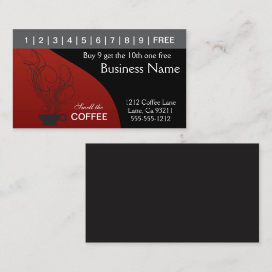 Rote und schwarze Kaffee-Lochkarten Treuekarte (Vorne/Hinten)