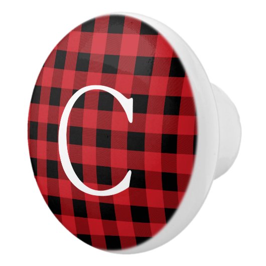 Rote und schwarze Karierte Plätze Rustikaler Dress Keramikknauf (Rechts)