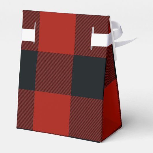 Rote und schwarze karierte Quadrate Buffalo Karier Geschenkschachtel (Rückseite)