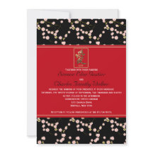 Rote und schwarze Kirschblüten Einladung zur Hochz