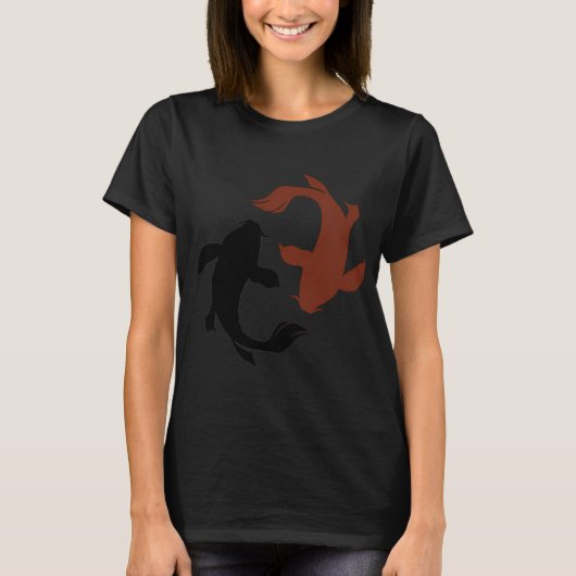 Rote und schwarze Koi-Fische T-Shirt (Vorderseite)