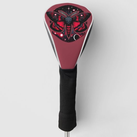 Rote und schwarze kosmische Motte - Mystische Himm Golf Headcover (Vorderseite)