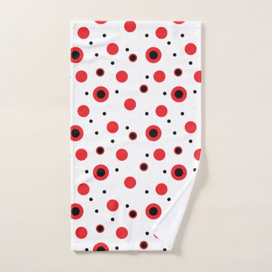 Rote und schwarze Kreise moderner minimalistischer Badhandtuch Set (Handtuch)