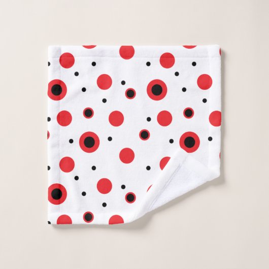 Rote und schwarze Kreise moderner minimalistischer Badhandtuch Set (Waschlappen)