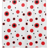 Rote und schwarze Kreise moderner minimalistischer Duschvorhang (Vorderseite)