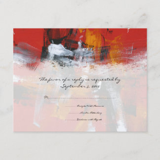 Rote und schwarze künstlerische Hochzeit - RSVP Karte
