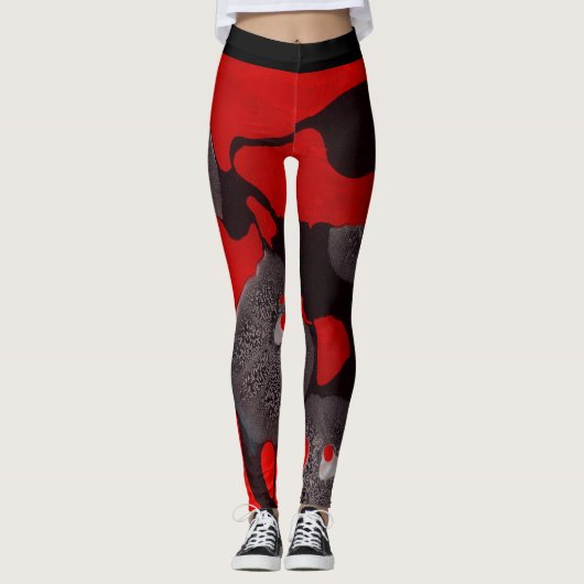 Rote und schwarze Leggings-Verbindungen Leggings (Vorderseite)