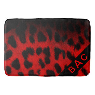 Rote und schwarze Leoparden Badematte