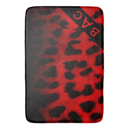Rote und schwarze Leoparden Badematte (Vorderseite Vertikal)