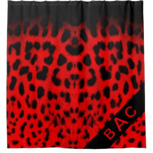 Rote und schwarze Leoparden Duschvorhang