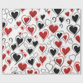 Rote und schwarze Liebe Valentine Geschenkpapier (Flach)