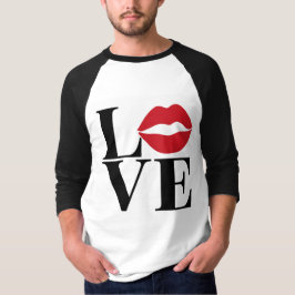 Rote und schwarze Lippen Mens Baseball T - Shirt
