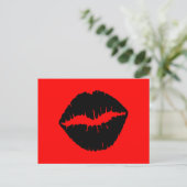 Rote und schwarze Lippen Postkarte (Stehend Vorderseite)