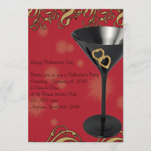 Rote und schwarze Martinivalentine-Party Einladung