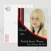 Rote und schwarze Mod Streifen Abschluss Postkarte (Vorne/Hinten)