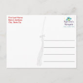 Rote und schwarze Mod Streifen Abschluss Postkarte (Rückseite)