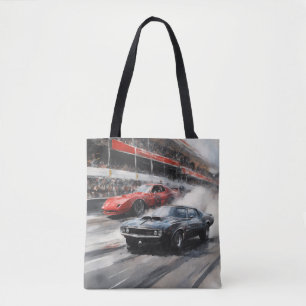 Rote und schwarze Muscle-Cars Tasche