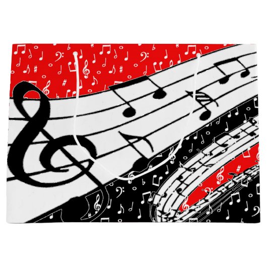 Rote und schwarze Musik Große Geschenktüte (Vorderseite)