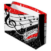 Rote und schwarze Musik Große Geschenktüte (Rückseite Schrägansicht)