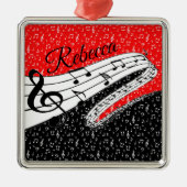 Rote und schwarze Musik personalisiert Ornament Aus Metall (Vorne)